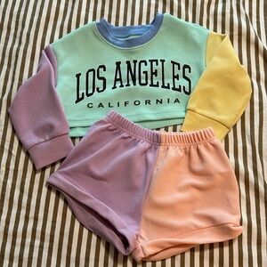 Girls color block matching set | 3-4Y